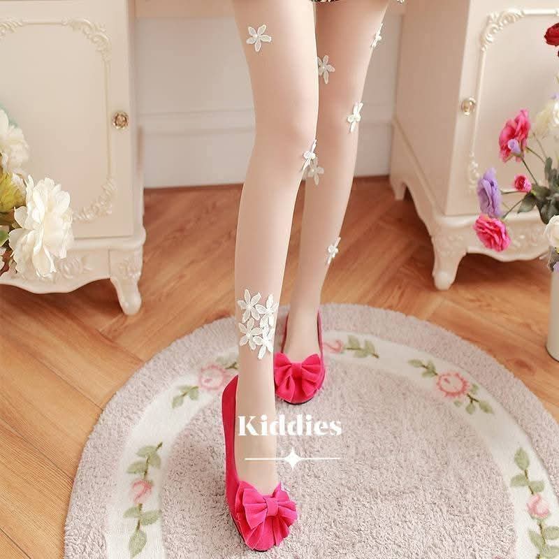 Luxury 3D Floral Pantyhose- Milky White