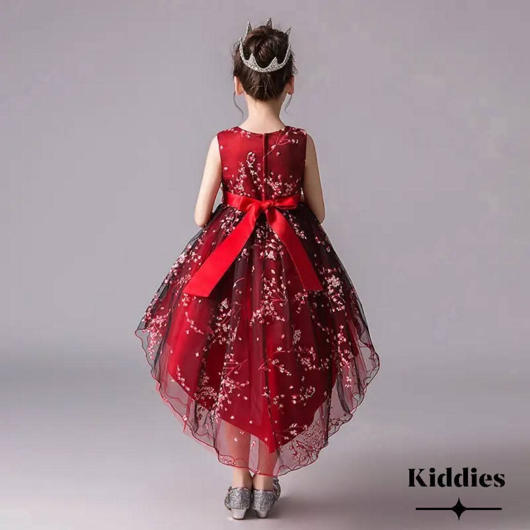 Red Cherry Long Tail Frock Dress