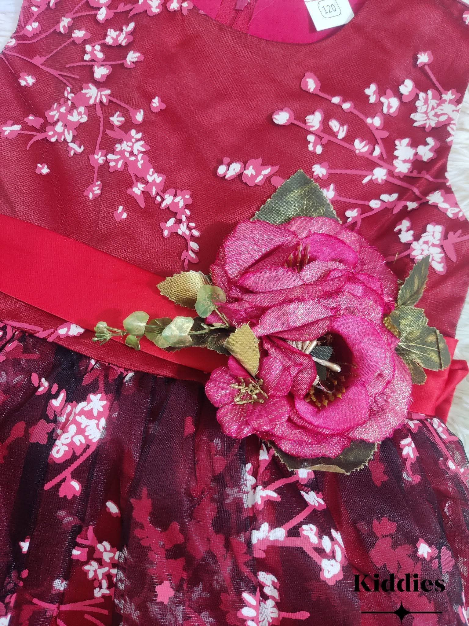 Red Cherry Long Tail Frock Dress