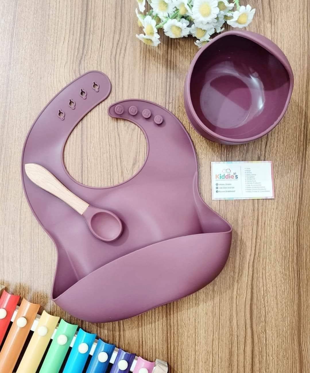 Silicone Baby Feeding Set (Bowl + Bib)