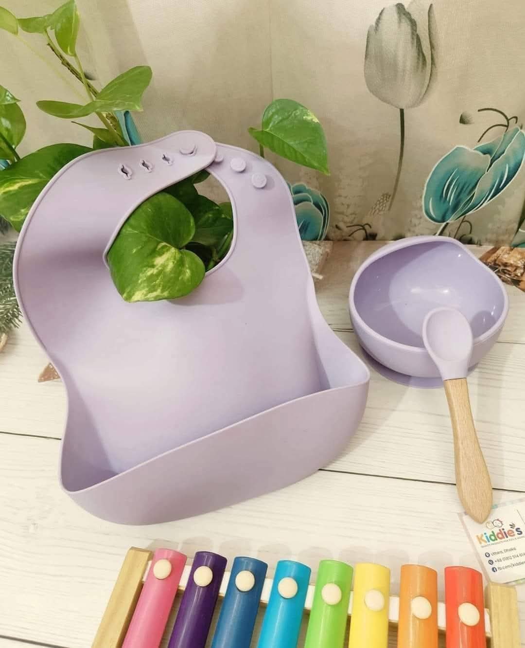 Silicone Baby Feeding Set (Bowl + Bib)