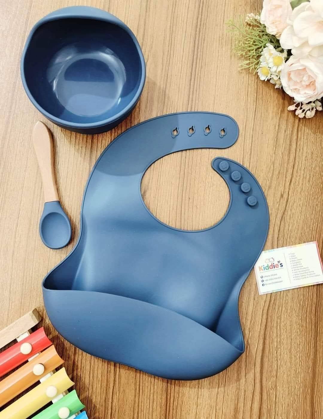 Silicone Baby Feeding Set (Bowl + Bib)