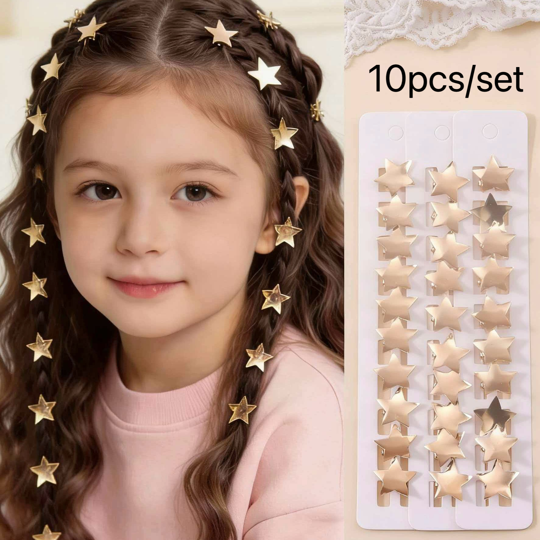 Mini Star Metal Hair Clip 10 Pcs