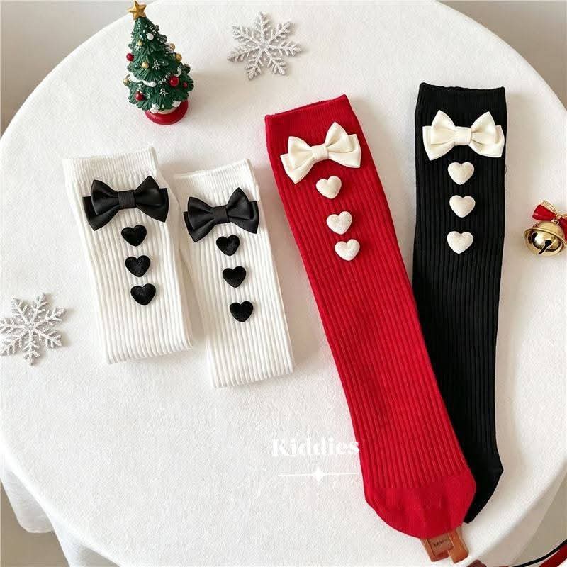 Bow Heart long socks